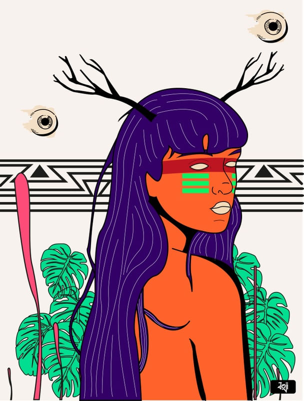 FILLE AVEC BRANCHE INDIGÈNE