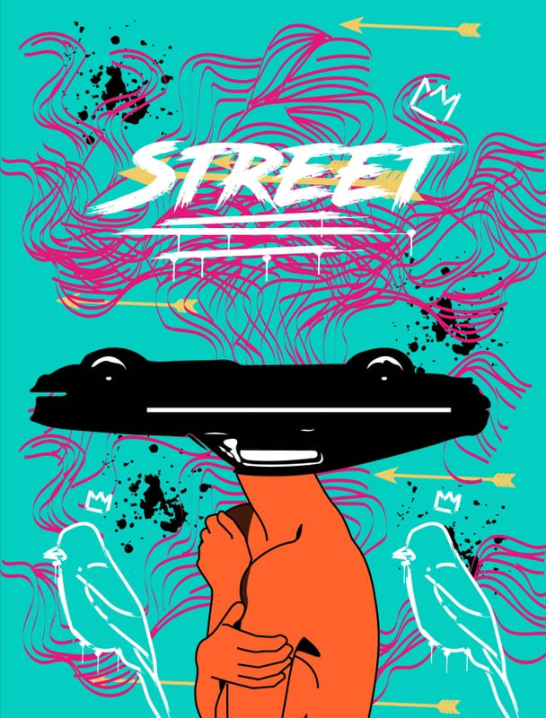 STREET ART GIRL VOITURE