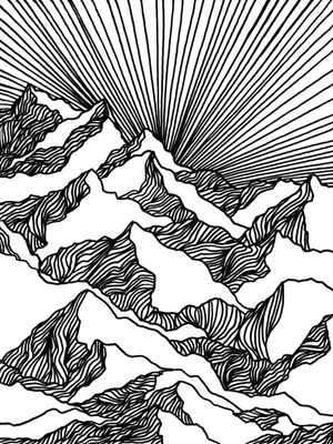 AIM HIGH 1, PRETO E BRANCO MODERNO MONTANHAS ELEGANTE LINHAS SKETCH
