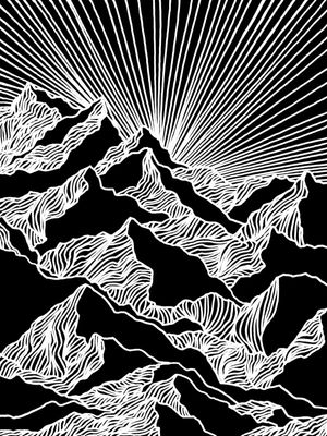 AIM HIGH 2, PRETO E BRANCO MODERNO MONTANHAS ELEGANTE LINHAS SKETCH