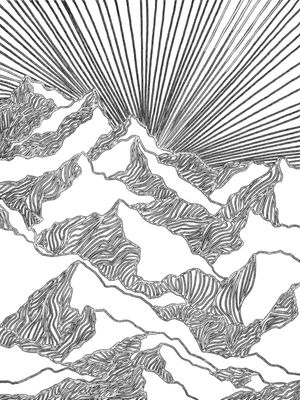 AIM HIGH 3, CINZA E BRANCO MODERNO MONTANHAS ELEGANTE LINHAS SKETCH
