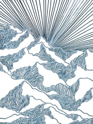 AIM HIGH 4, AZUL E BRANCO MODERNO MONTANHAS ELEGANTE LINHAS SKETCH
