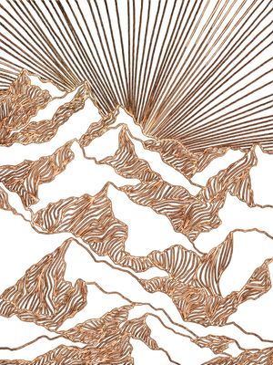 AIM HIGH 5, TAUPE LARANJA E BRANCO MODERNO MONTANHAS ELEGANTE LINHAS SKETCH