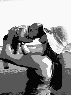 MAMÃE E BEBÊ, PRAIA.