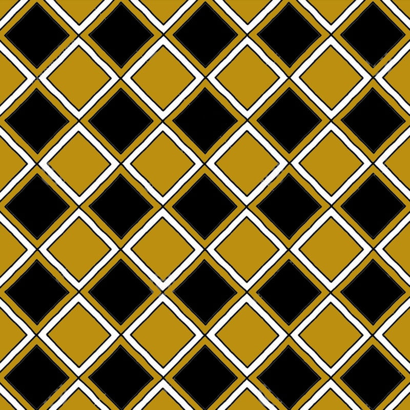 LOSANGOS PRETOS/ BRANCO/ DOURADO