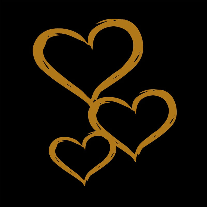 CORAÇÃO DOURADO E PRETO