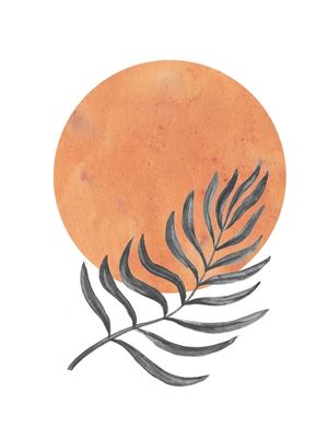 BOHO ORANGE CIRCLE AND FERN LEAF