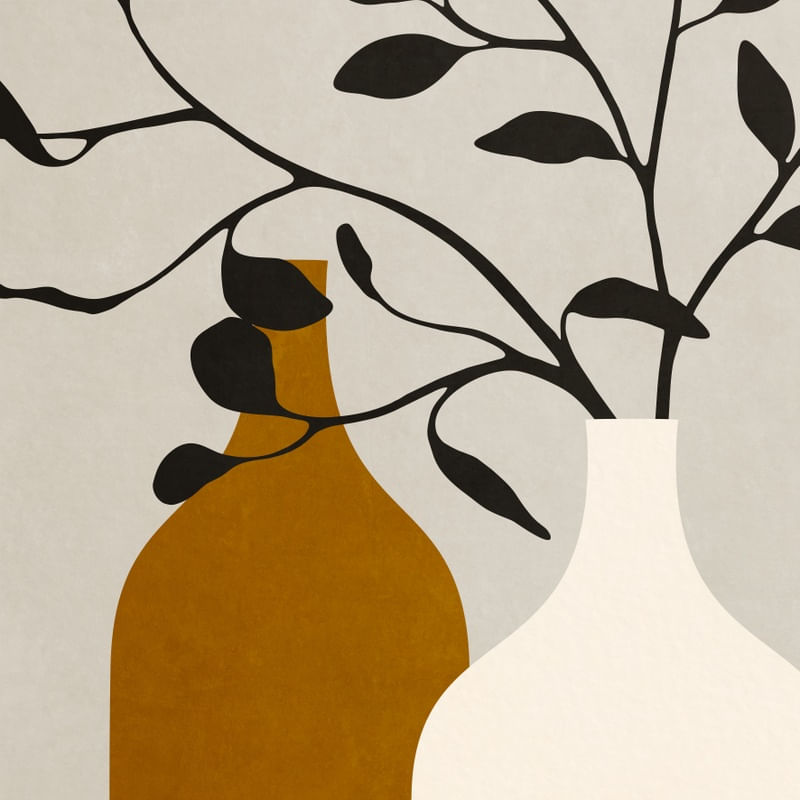 MINIMAL ART - VASES AND LEAVES 02
