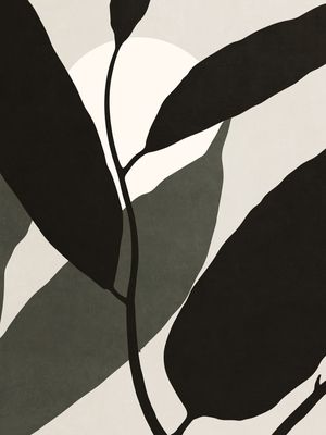 ABSTRACT ART - LEAVES AND MOON 01