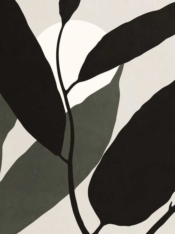 ABSTRACT ART - LEAVES AND MOON 01