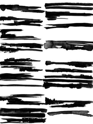 ZEN LINES 2 PRETO E BRANCO MINIMALISTA, LINHAS AGUARELA MODERNO PINTURA
