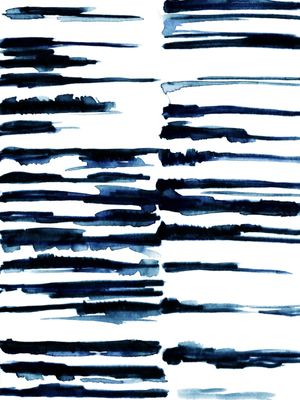 ZEN LINES 1 INDIGO AZUL E BRANCO MINIMALISTA, LINHAS AGUARELA MODERNO PINTURA