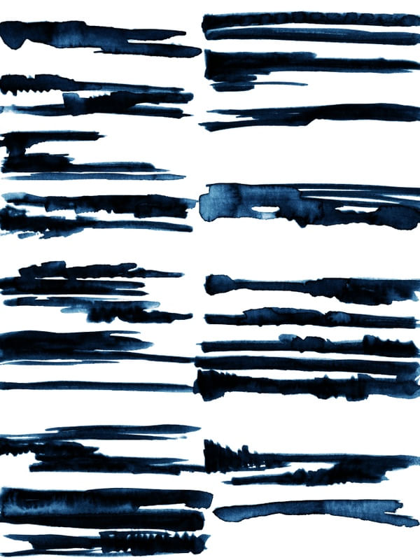 ZEN LINES 2 INDIGO AZUL E BRANCO MINIMALISTA, LINHAS AGUARELA MODERNO PINTURA
