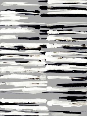 ZEN LINES 1 CINZA MULTI, PRETO E BRANCO NEUTRO LINHAS AGUARELA MODERNO PINTURA
