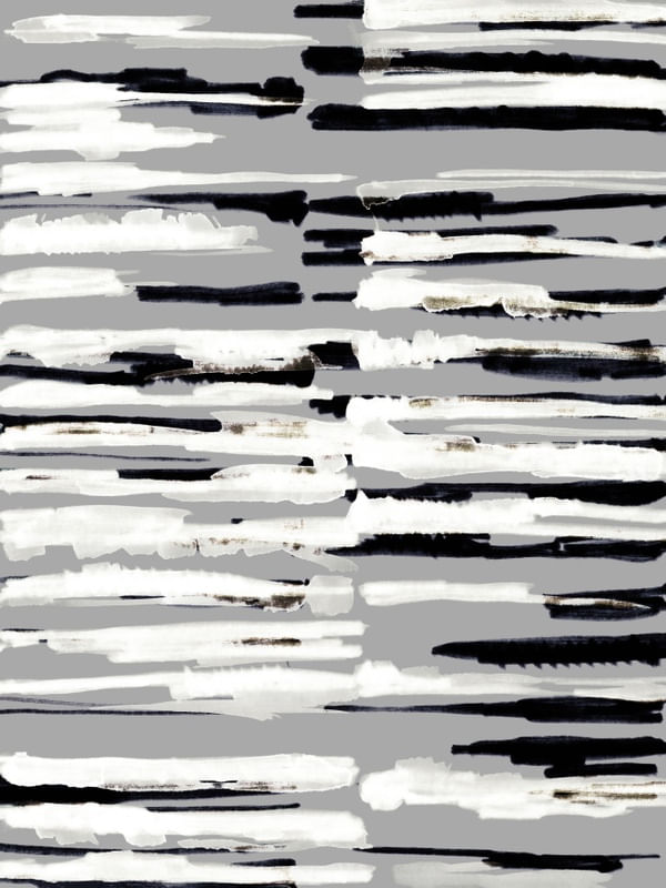 ZEN LINES 1 CINZA MULTI, PRETO E BRANCO NEUTRO LINHAS AGUARELA MODERNO PINTURA