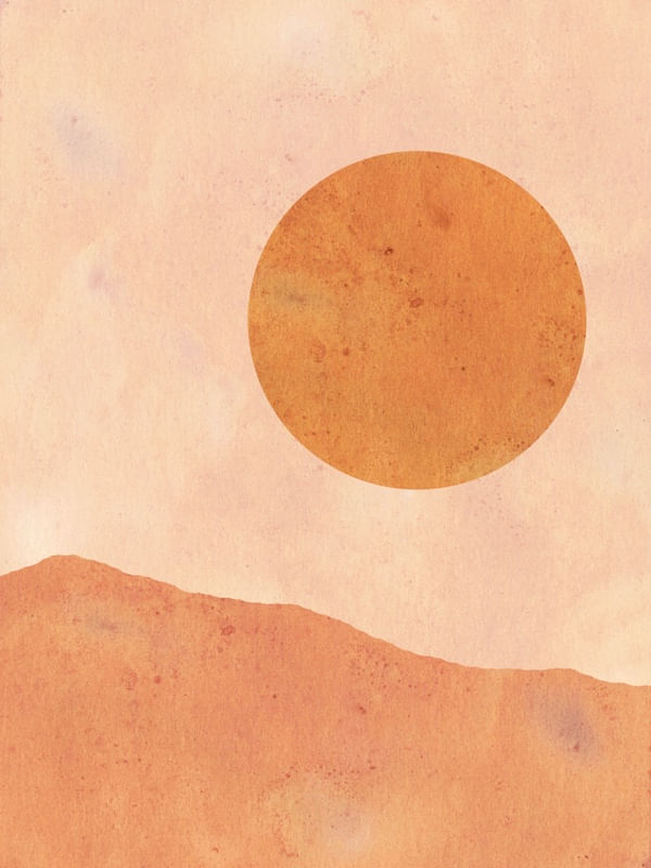 ORANGE SUN OVER THE MOUNTAINS