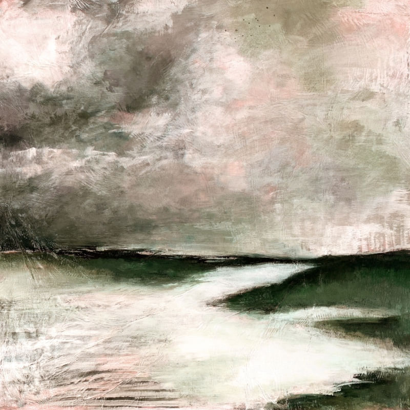 VEILED 4, MINIMALISTA PAISAGEM ORGANICO NUVENS COSTEIRO DE PRAIA OCEANO PINTURA