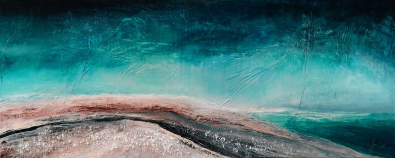 REMOTE 2, CERCETA PANORAMA ABSTRATO PAISAGEM OCEANO DE PRAIA NUVENS DE TEMPESTADE PINTURA