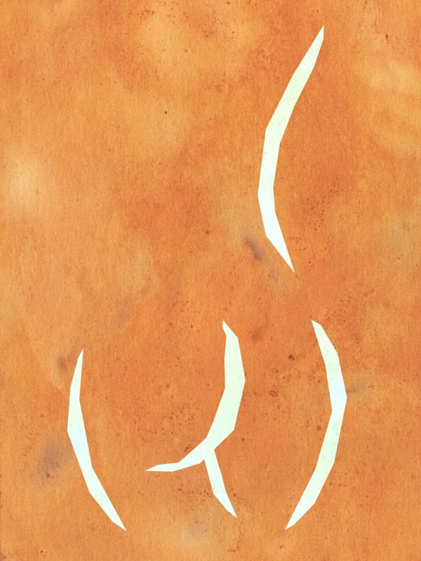SILHOUETTE OF A GIRL ON A WATERCOLOR BACKGROUND