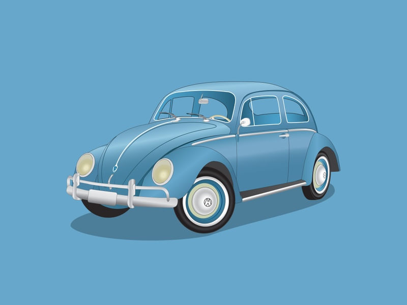 FUSCA AZUL CLÁSSICO EM VETOR