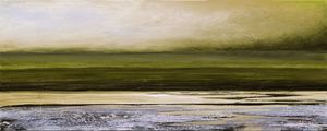 PROMISE OF TOMORROW 3 PANORAMA, OCEANO PAISAGEM COLORIDO MODERNO ABSTRATO DE PRAIA COSTEIRO PINTURA