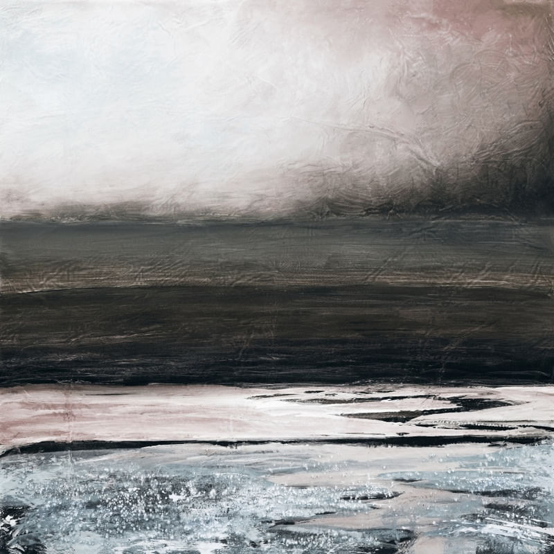 PROMISE OF TOMORROW 10 QUADRADO, SEPIA NEUTRO OCEANO PAISAGEM MODERNO ABSTRATO DE PRAIA PINTURA