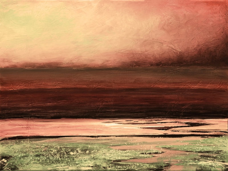 PROMISE OF TOMORROW 4 PAISAGEM, OCEANO PANORAMA COLORIDO MODERNO ABSTRATO DE PRAIA COSTEIRO PINTURA