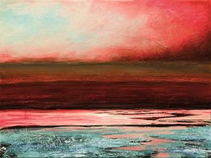 PROMISE OF TOMORROW 5 PAISAGEM, OCEANO PANORAMA COLORIDO MODERNO ABSTRATO DE PRAIA COSTEIRO PINTURA