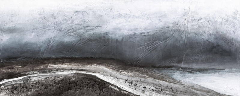 REMOTE INVERTED 4, PANORAMA ABSTRATO PAISAGEM OCEANO DE PRAIA NUVENS DE TEMPESTADE PINTURA