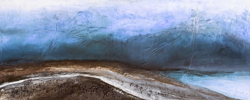 REMOTE INVERTED 1, PANORAMA ABSTRATO PAISAGEM OCEANO DE PRAIA NUVENS DE TEMPESTADE PINTURA