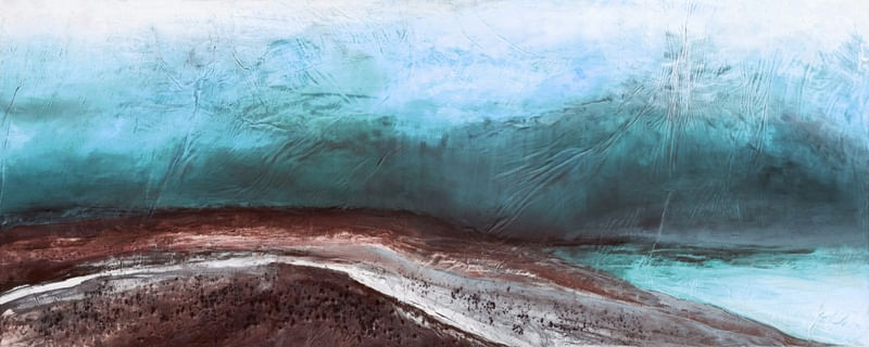 REMOTE INVERTED 2, PANORAMA ABSTRATO PAISAGEM OCEANO DE PRAIA NUVENS DE TEMPESTADE PINTURA