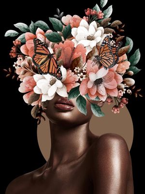 MULHER COM FLORES SALMÃO