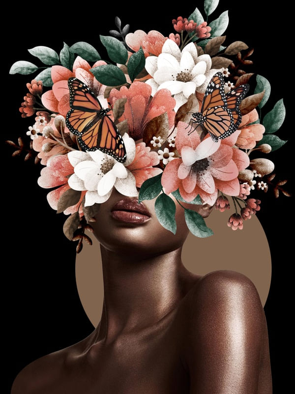 MULHER COM FLORES SALMÃO