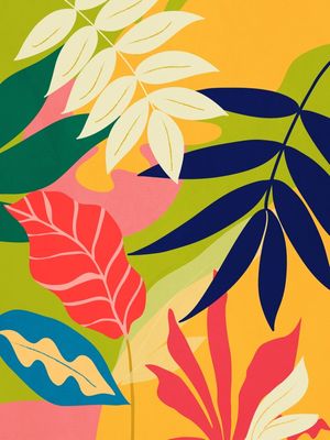 MODERN ABSTRACT ART TROPICAL LEAVES