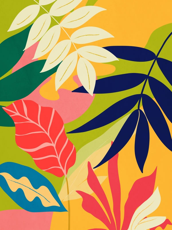 MODERN ABSTRACT ART TROPICAL LEAVES