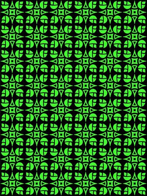 PADRÃO GEOMÉTRICO FLORAL PRETO E VERDE NEON